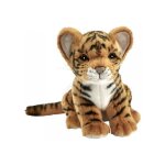 Peluche tigre brun b�b� assis 18cmh - hansa - qualit� - douceur