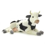 Peluche vache bicolore couch�e 35 cm - hansa - plush - noir - bicolore - 35 cm