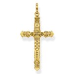 Pendentif - thomas sabo - croix - argent plaqu� or - d�tails t�te de mort - clous pyramidaux