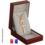 Pendentif grand ankh croix anse egyptienne en vrai plaqu or poinonn avec chaine 50cm et ecrin. pour ...