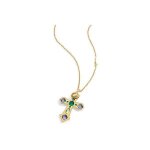Pendentif - just bijoux - spirit cavalli - longueur 90 cm - croix en acier - pvd or jaune
