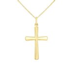 Pendentif - l�a & arthur - croix bomb� - or jaune 375 - hauteur 25cm - bijou enfant