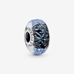 Pendentif - pandora - charm ondulation - verre ocan bleu fonc - mixte - adulte