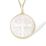 Pendentif plaqu or croix de saint - benoit nacre dor - 16x10 mm [r7130]