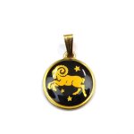 Pendentif zodiaque belier en dor� or fin diam�tre 13mm - rc004647