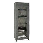 Penderie aba en acier et pvc noir 60 x 50 x 173 cm - housse non - tiss�e grise 5 plateaux