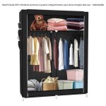 Penderie armoire  quatre compartiments avec deux tringles noir pur 108 x 45 x 170 cm - quiienclee