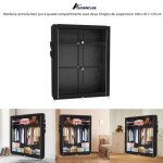 Penderie armoire quiienclee noir pur  quatre compartiments avec deux tringles de suspension 108 x 45 ...