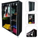 Penderie armoire - todeco - 2 portes - tubes en acier inoxydable - connecteurs en plastique