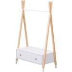 Penderie pour enfant bois et blanche avec tiroir lou