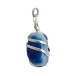 Pendule esoterique - divinatoire - radiesthesie agate bleue teinte spirale en bain argent 4878vc