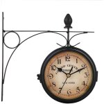Pendules murales horloge de gare sur deux cts piles rtro new york 21. 8 x 21. 8 x 7. 5 cmheure recto ...