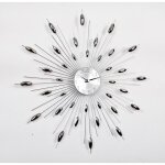 Pendule murale en m�tal soleil - 50 x 50 x 35 cm - gris argent�
