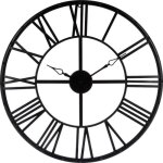 Pendule murale mtal vintage - paris prix - noir - 70 x 25 x 70 cm