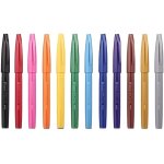 Stylo feutre - pentel - ses15 - noir - pointe flexible - botier mtallique