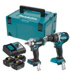 Perceuse  percussion - makita - dhp484z + dtw300z - sans fil - 18v - 5 ah - 3 batteries