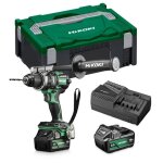 Perceuse visseuse 140 nm - hikoki - avec 2 batteries 18v 5. 0ah - chargeur - coffret plastique - ds18dcwpz ...