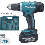 Perceuse - visseuse 18v + 2 batteries 3 ah + chargeur + coffret avec accessoires - makita - ddf453rfx1 ...