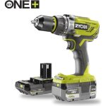 Perceuse visseuse  percussion 18v ryobi one + r18pd31 - 242vta55 + aspirateur + 55 accessoires - batt. ...