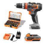 Perceuse - visseuse � percussion sans fil 20v - fuxtec - fx - e1sbs20 et son kit dembouts