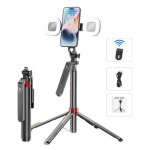 Perche � selfie tr�pied am�lior� (2 lumi�re de remplissage) - 160 cm tr�pied pour t�l�phone avec t�l�commande ...