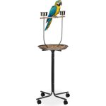 Relaxdays perchoir perroquet xl barre en bois 2 mangeoires  roulettes calopsittes hlp 130 x 60 x 60 ...