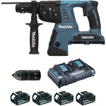 Perforateur - burineur sds + 36v (2x18v) - 2. 5j - makita - avec 4 batteries 5ah + 1 chargeur rapide ...