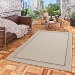 Tapis plat tiss intrieur - extrieur - pergamon - panama - bordure gris - 120x170 cm - 100% polypropylne ...