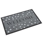 Paillasson - pergamon - welcome noir gris - 50x80 cm - caoutchouc recycl - intrieur / extrieur