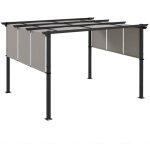 Outsunny - pergola - acier - 357x296x235cm - gris clair
