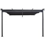 Pergola adoss�e en aluminium avec toit r�tractable - 3 x 4 m - gris