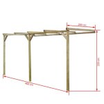 Pergola adoss�e en bois vingvo - 2 x 4 x 22 m - pin impr�gn� vert - r�sistante � la pourriture