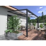 Pergola adoss�e en aluminium avec toit coulissant - 12 m� - anthracite - izeda