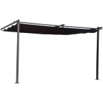 Pergola adoss�e en m�tal avec toit r�tractable - 3 x 4 m - gris anthracite