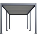 Pergola bioclimatique - 3 x 6 m - 18 m� - structure aluminium anthracite et lames toiture acier blanches ...