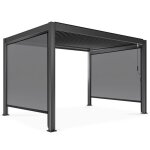 Pergola bioclimatique 3x4m autoporte avec 2 stores 266 x 234 m gris - oviala