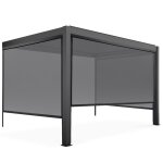 Pergola bioclimatique adoss�e gris 3x4m et 3 stores ( 2 stores 266 x 234 m et 1 store 373 x 234 m )