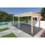 Pergola bioclimatique autoportante bois / blanc - 300 x 600 x h. 258 cm