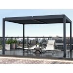 Pergola bioclimatique autoportante lectrique en aluminium avec lames orientables 12 m anthracite - ...