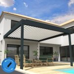 Pergola bioclimatique cocoon xl perpendiculaire antihoraire mixte gris anthracite / blanc 4965x300m verin ...