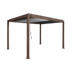 Pergola bioclimatique coloris bois fonc� ? triomphe ? 3x4m. aluminium. � lames orientables