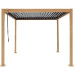 Pergola bioclimatique - gaya - structure en aluminium et en acier - aspect bois - 3 x 3 m