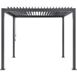 Pergola bioclimatique - gaya - structure en aluminium et en acier - gris - 3 x 3 m