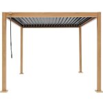 Pergola bioclimatique gaya - structure en aluminium et en acier - l300 x p300 x h240 cm - aspect bois ...