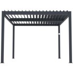 Pergola bioclimatique motoris� avec led windsor en aluminium 3 x 4 - gris