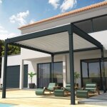 Pergola bioclimatique ombrazur - cocoon �lot - gris anthracite / blanc - 4x4063m - lames orientables