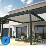 Pergola bioclimatique - ombrazur - cocoon - lames orientables - gris anthracite / blanc