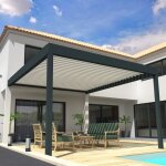 Pergola bioclimatique - ombrazur - cocoon xl - aluminium - gris - double v�rin motoris�