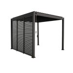 Pergola bioclimatique aluminium 3x3 m v2 lames orientables + 3 persiennes triomphe anthracite