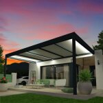 Pergola isotoit� modern gris anthracite 626x400m + led